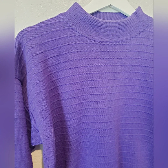 Slalom Wool Purple Fine Knit Ski Sweater Size Medium - Picture 2 of 5